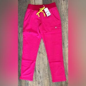 FIGS Women’s XXS Petite Yola With Yoga Waistband Skinny Scrub Pant •Hot Pink
